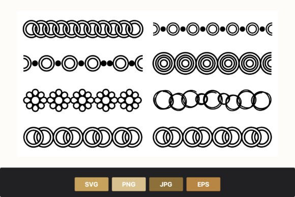 Circle Chain Borders Black White
