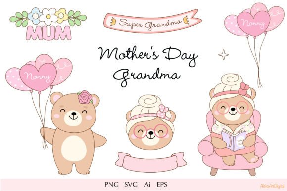 Cute Mother's Day Grandma Bear Clipart 2