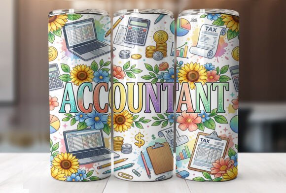 Floral Accountant Skinny Tumbler Wrap