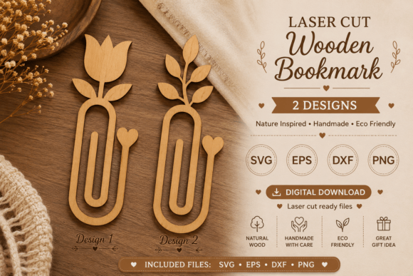 Floral Bookmark SVG, Laser Cut Files