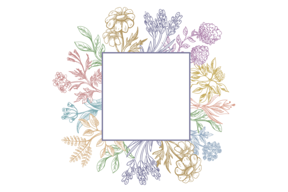 Herbal Frame. Square Border with Wild Fl