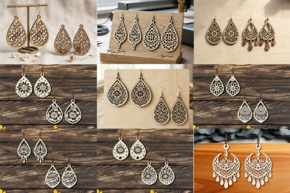 Laser Cut Floral Earring SVG Cut Bundle