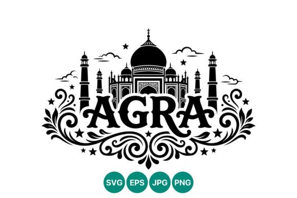 Ornamental Agra Lettering Taj Mahal