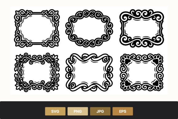 Ornamental Black White Frame Vector Art