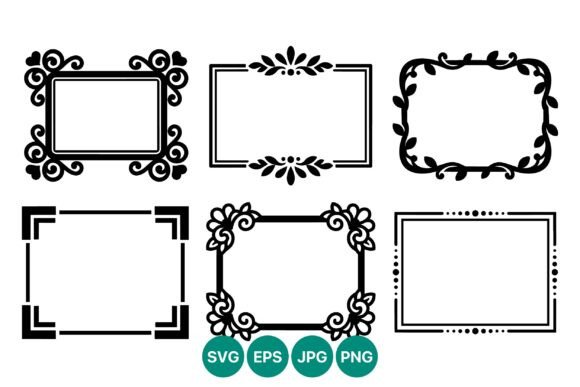 Ornate Black Rectangular Frame Vector