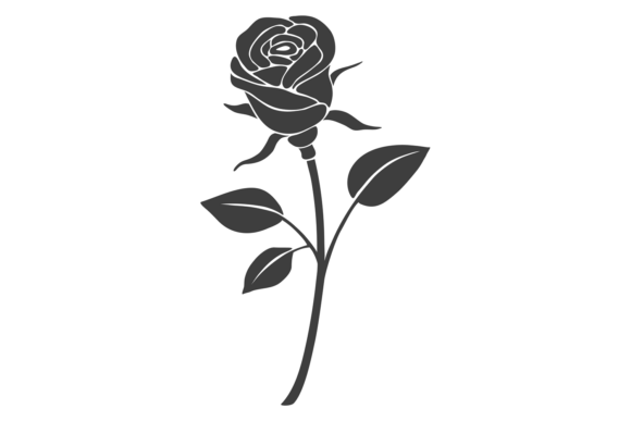 Rose Blossom Black Icon. Botany Tattoo.