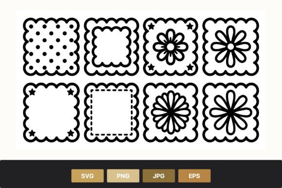 Scalloped Border Frames Black White