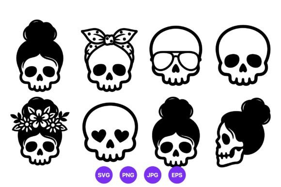 Skull Faces Hair Accessories Vector