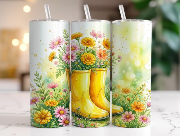 Spring Floral Boots Garden 20oz Tumbler