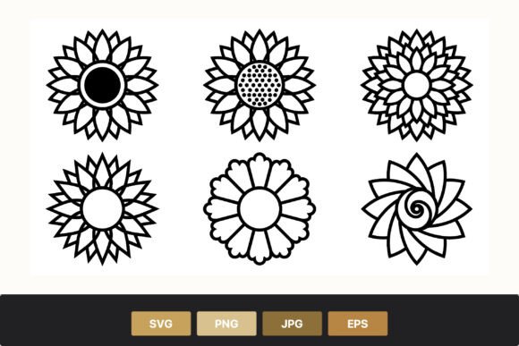 Sunflower Daisy Line Art Icons